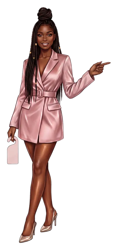Imani Brooks points toward the nearest-hotel tool, a blank door hanger in her other hand.
